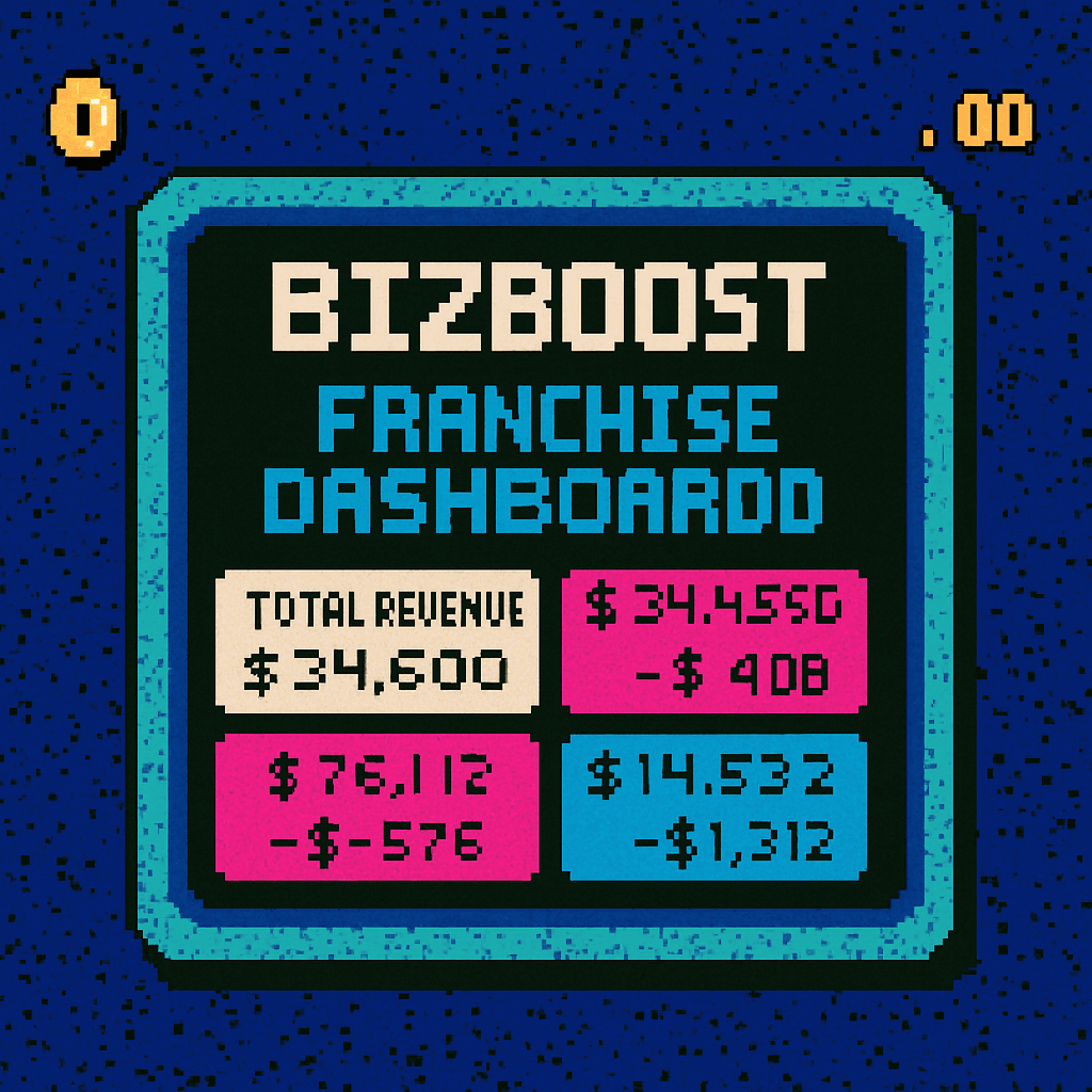 BizBoost Franchise Dashboard pixel art cover